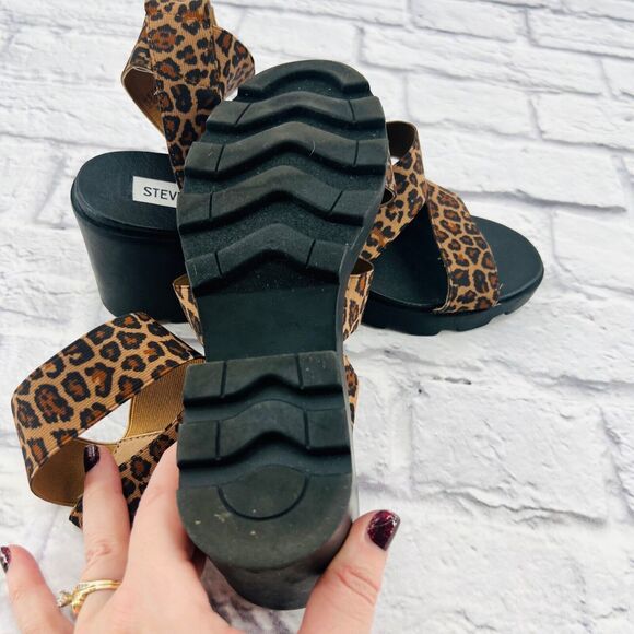 Steve Madden Haidar Cheetah Platform Chunky Sandals Women's 6.5 Soho Lug Sole - Picture 11 of 11